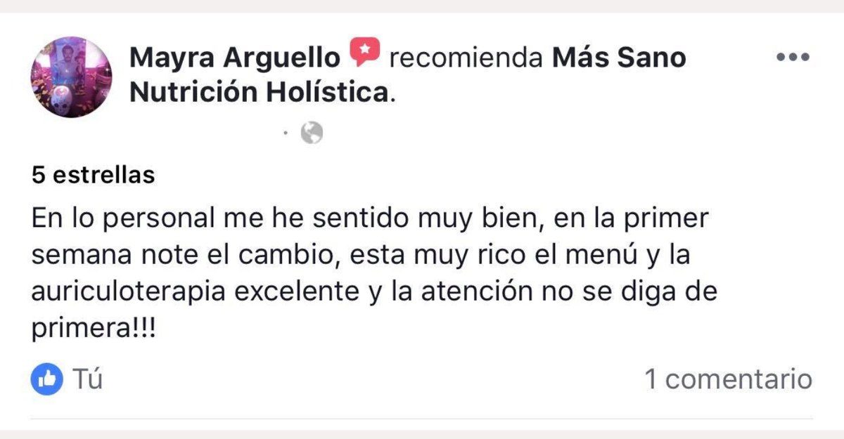 Testimonio real sobre atención, menú y auriculoterapia
